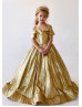 Gold Sequin V Back Floor Length Flower Girl Dress Little Girl Sparkle Dress